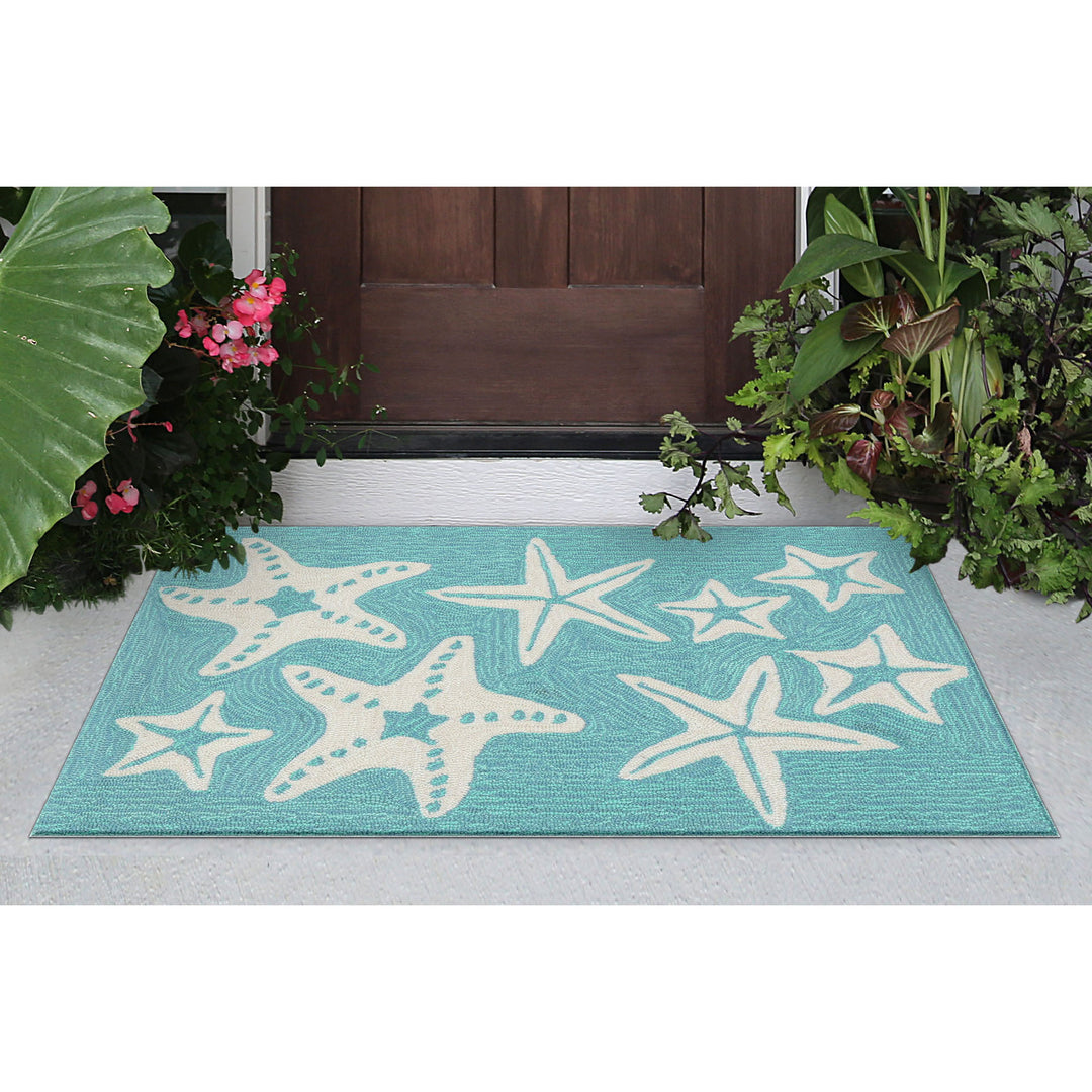 Liora Manne Capri Starfish Indoor/Outdoor Rug Aqua