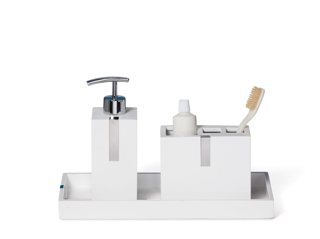 Roselli Trading Houston Street Collection White with Steel Bathroom Accessories