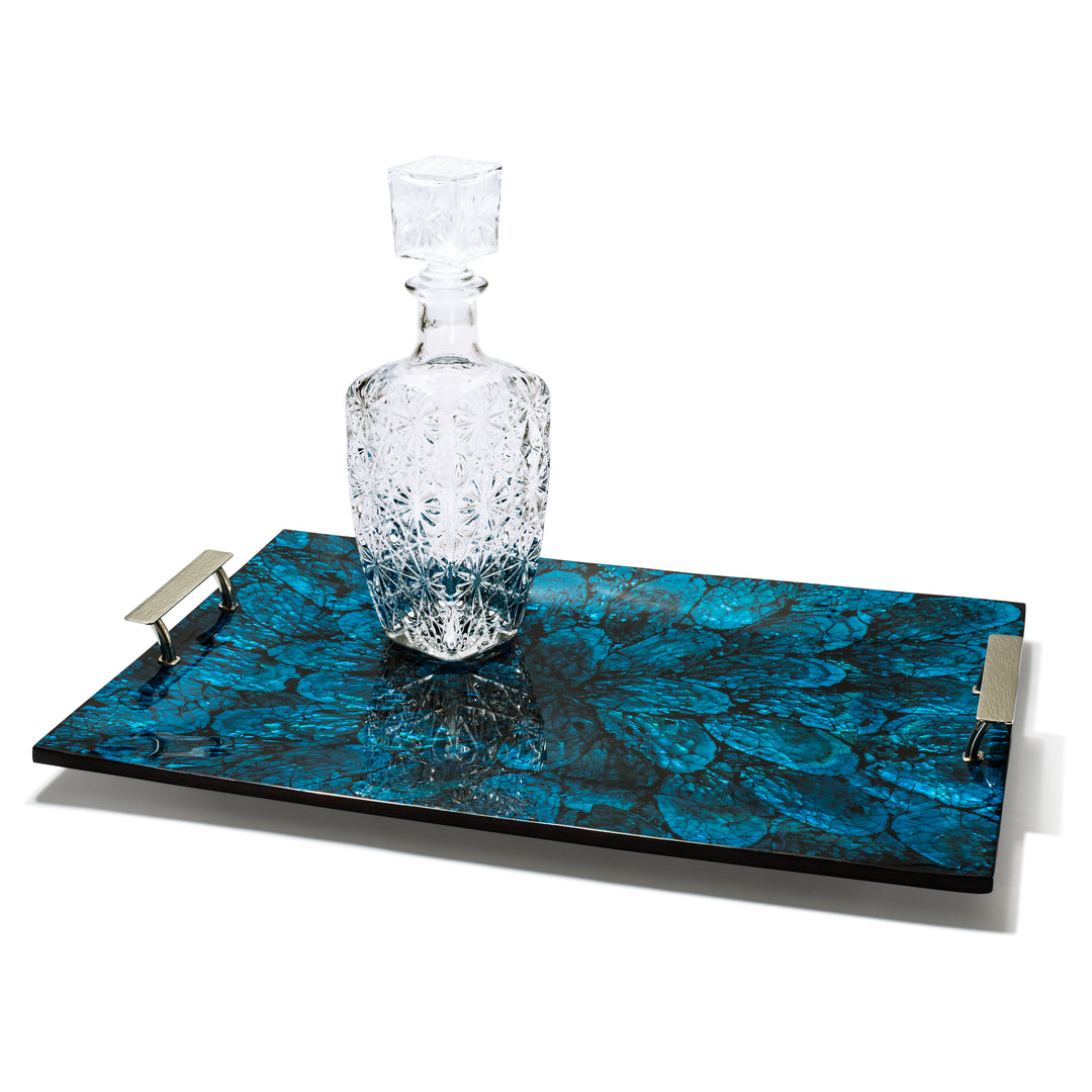 Ladorada Mother of Pearl Blue Serving Tray