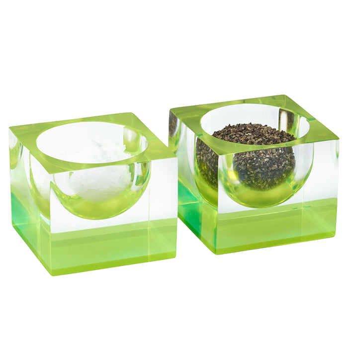 Jette Acrylic Pinch Bowls Set/2 (Clear/Chartreuse)