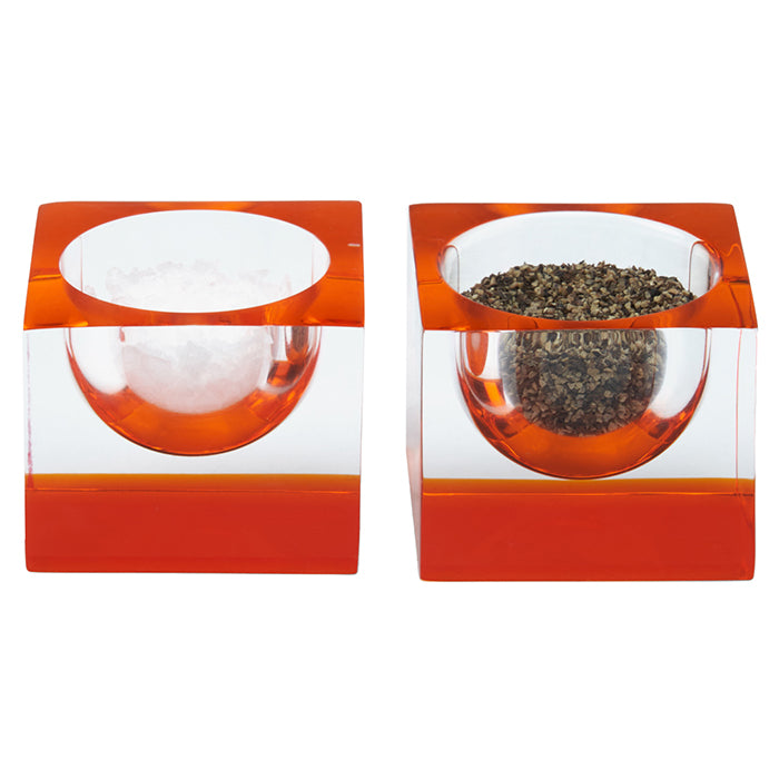 Jette Acrylic Pinch Bowls Set/2 (Clear/Tangerine)