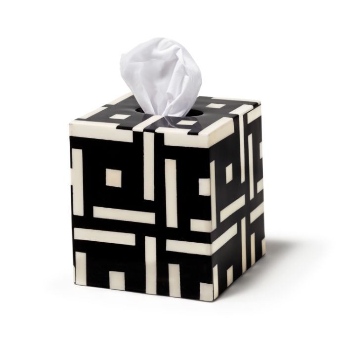 Ladorada Domino Natural Bone and Wood Tissue Box Cover