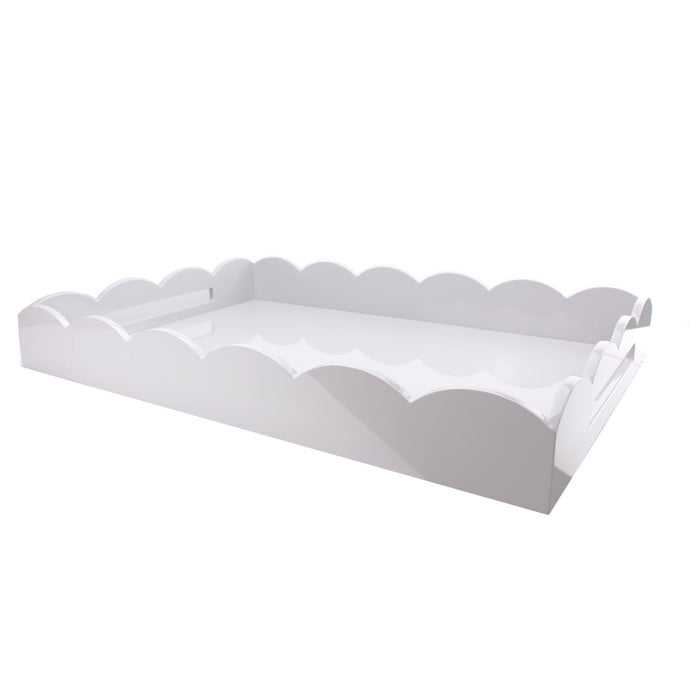 Addison Ross Lacquered Scalloped Tray (White) 26x17