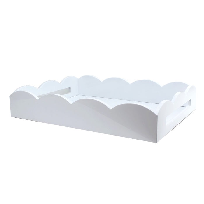 Addison Ross Lacquered Scalloped Tray (White) 17x13