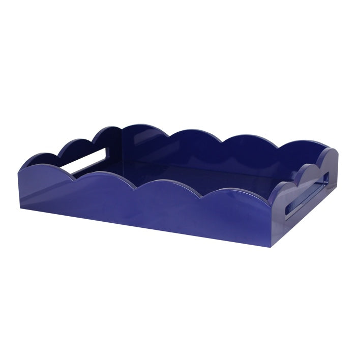 Addison Ross Lacquer Scalloped Tray 17x13 (Navy Blue)