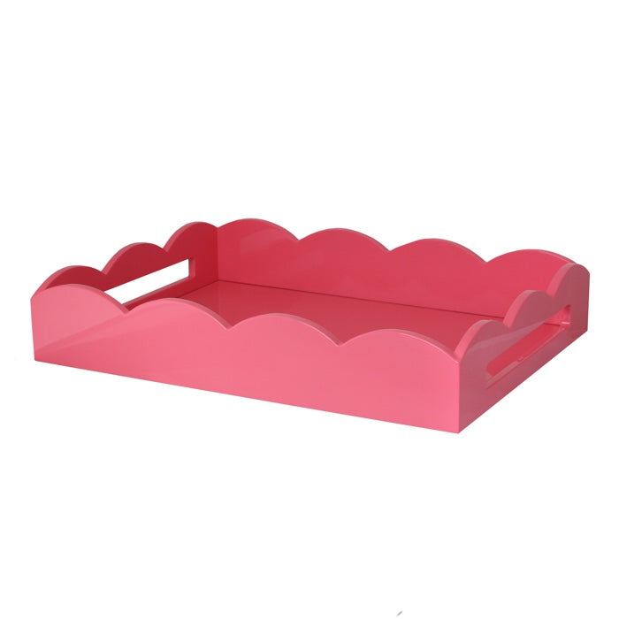 Addison Ross Lacquer Scalloped Tray 17x13 (Pink)