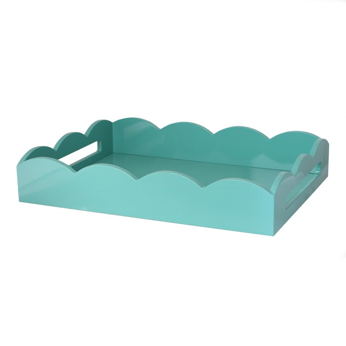 Addison Ross Lacquer Scalloped Tray 17x13 (Turquoise)