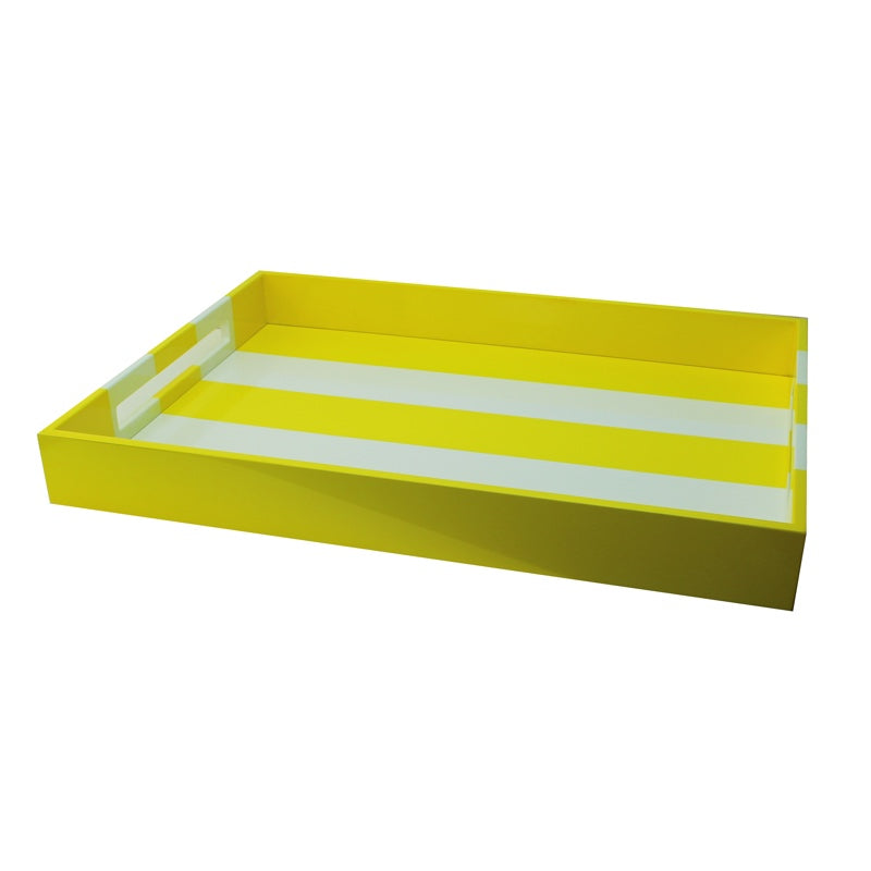 Addison Ross Striped Large Lacquered Ottoman Tray (Yellow) 22x16