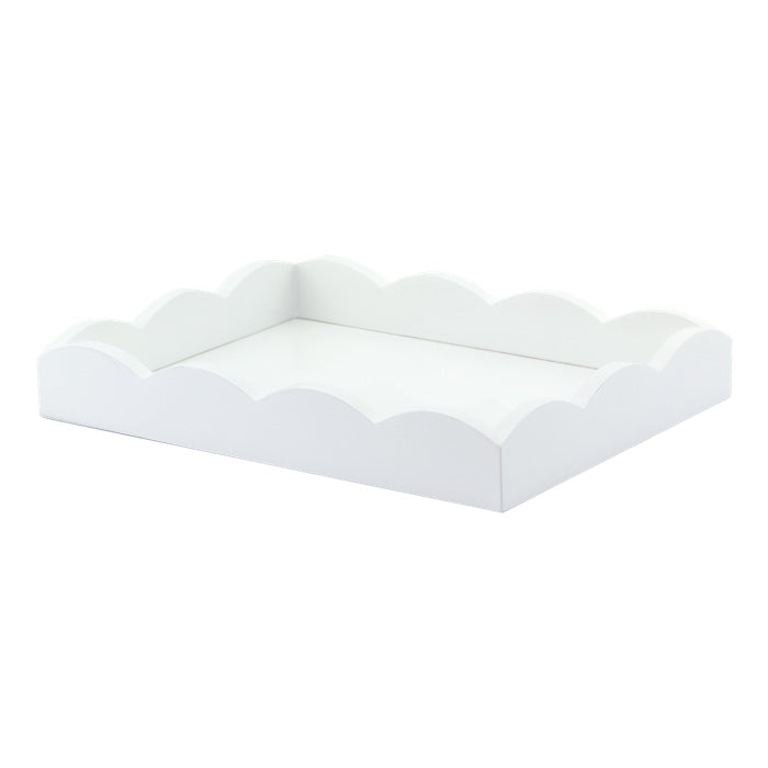 Addison Ross Lacquered Scalloped Small Tray (White) 11x8