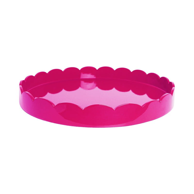 Addison Ross Round Medium Lacquered Scallop Tray (Fuschia) 16"