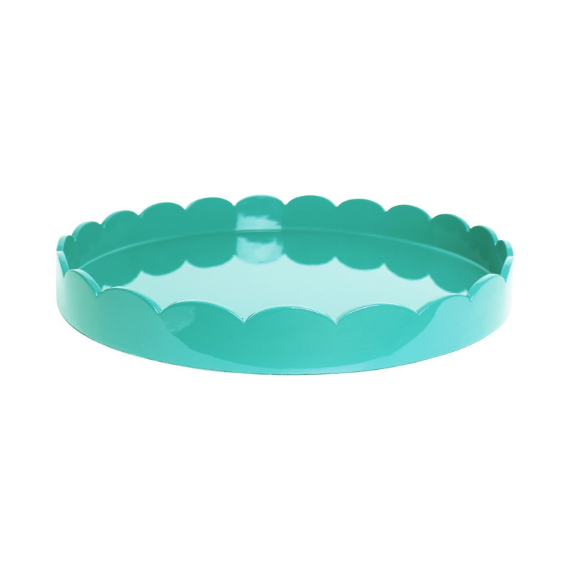 Addison Ross Round Medium Lacquered Scallop Tray (Turquoise) 16"