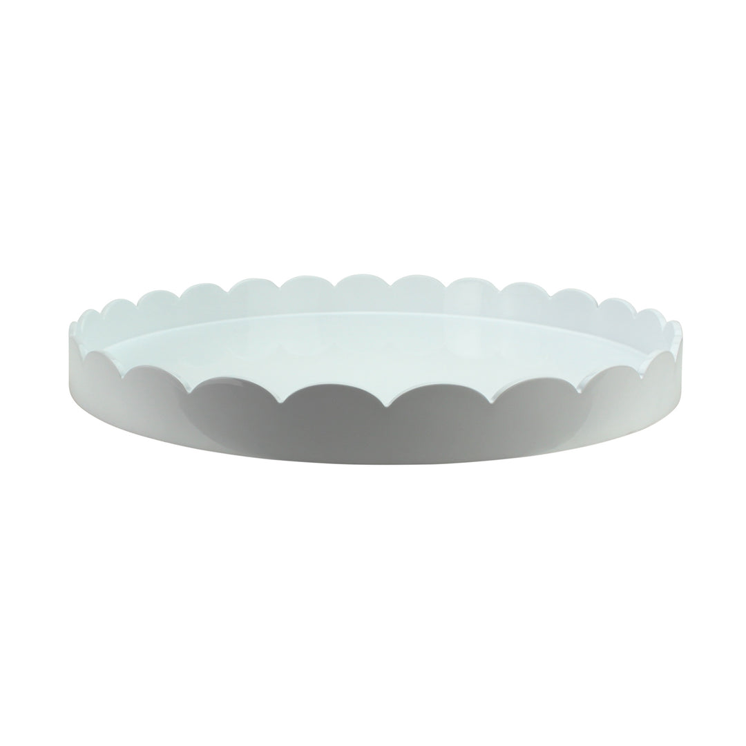 Addison Ross Lacquer Round Scalloped Tray (White) 20"