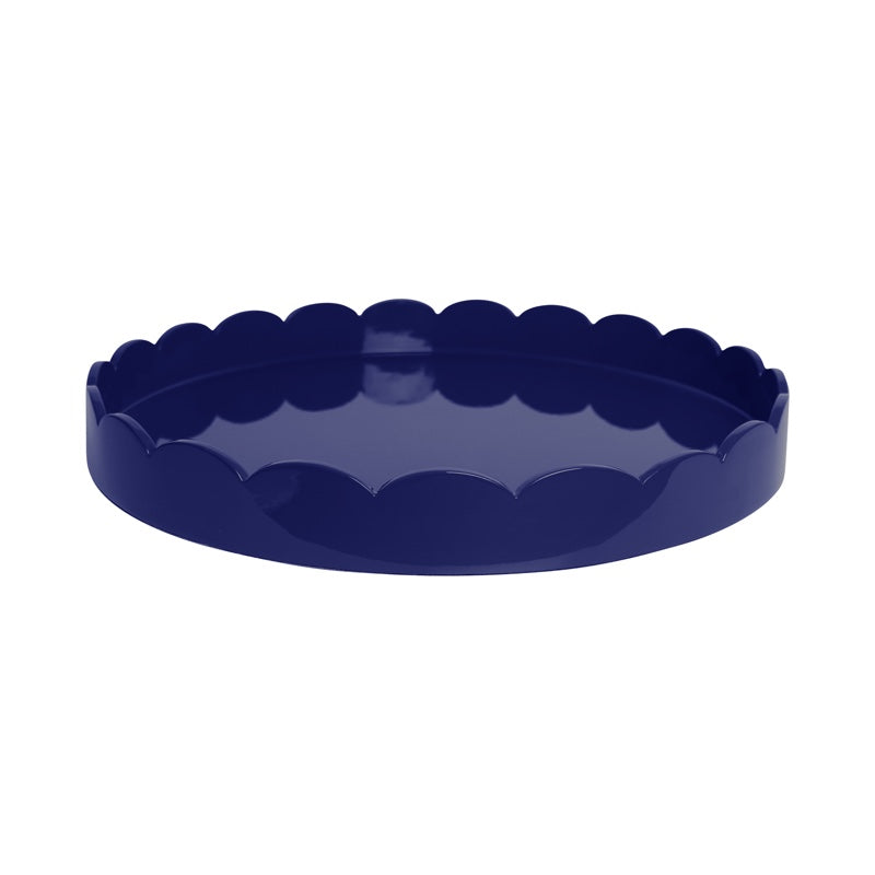 Addison Ross Round Large Lacquered Scallop Tray (Navy Blue) 20"