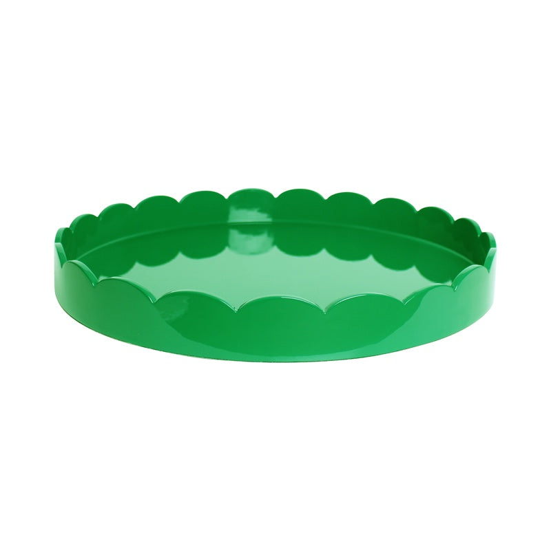 Addison Ross Round Large Lacquered Scallop Tray (Leaf Green) 20"