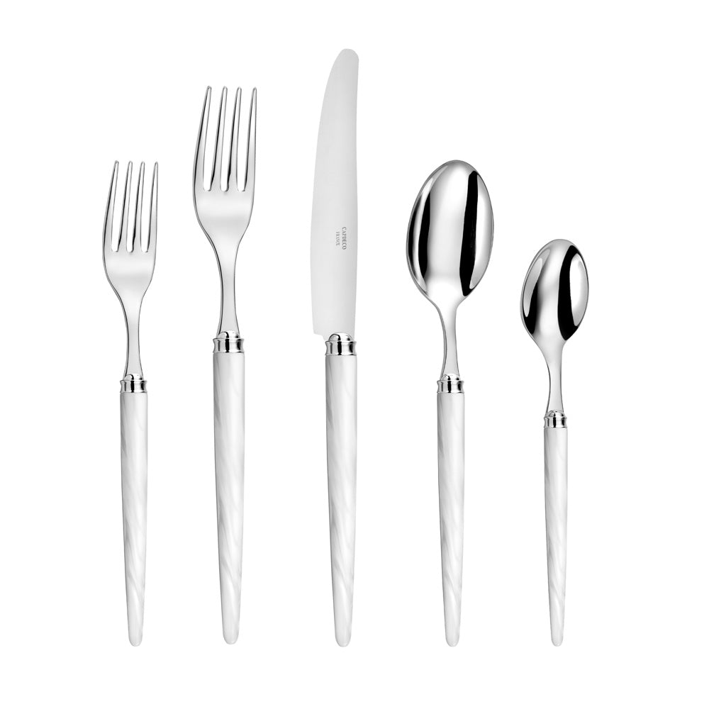 Capdeco Tang 18/10 Stainless Steel 5pc. Flatware Set (White)