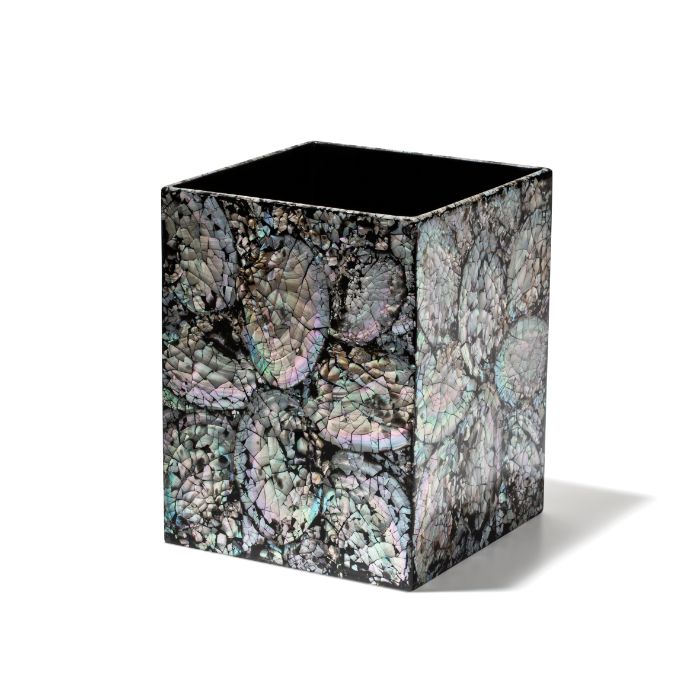 Ladorada Black Mother of Pearl Wastebasket - Thumbnail 2
