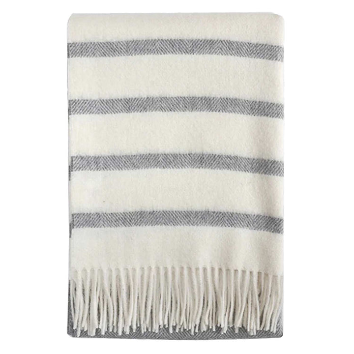 Watson Striped Alpaca Wool Throw (Off White & Dark Grey)