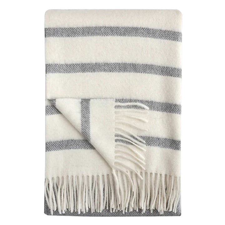 Watson Striped Alpaca Wool Throw (Off White & Dark Grey)