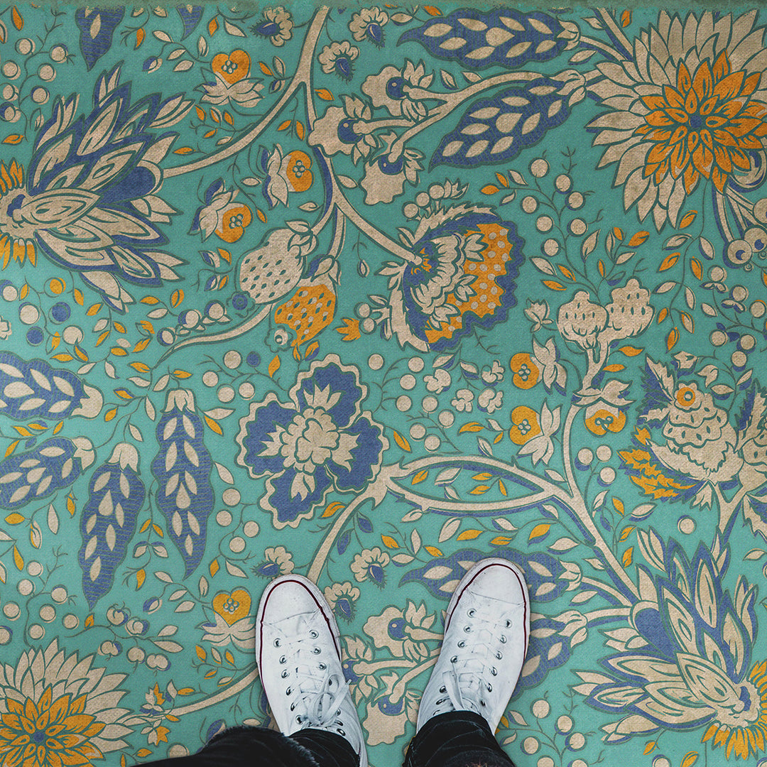 Vinyl Floorcloth Mat (Williamsburg - Garden Gate - There is Another Sky)