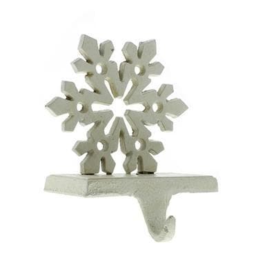 Snowflake Stocking Holder - Cast Iron - Antique White Set/2