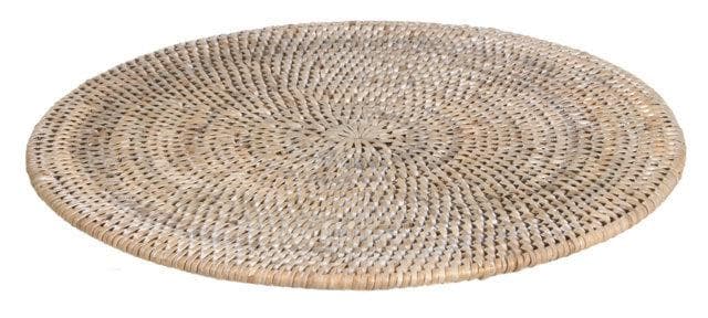 White Wash Rattan Round Placemats 15" (Set/4) - Hudson & Vine