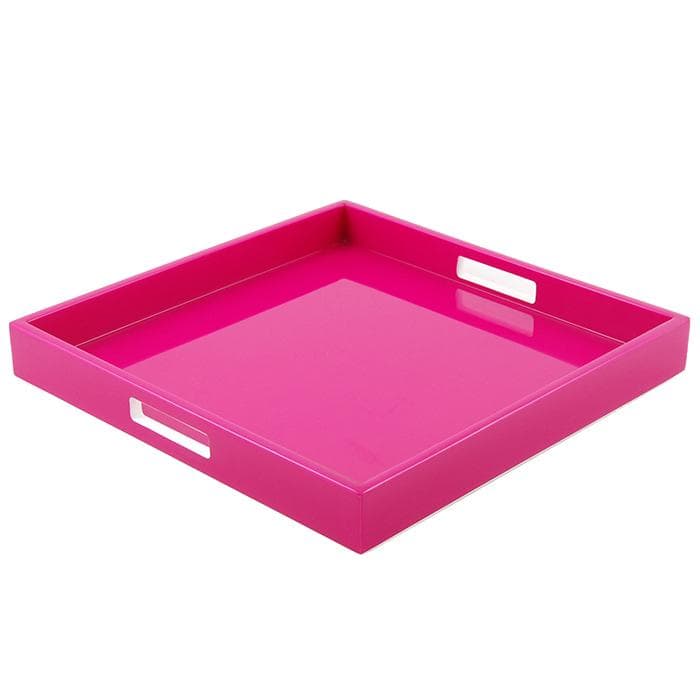 Lacquer Square Tray - Hot Pink Fabric Inlay