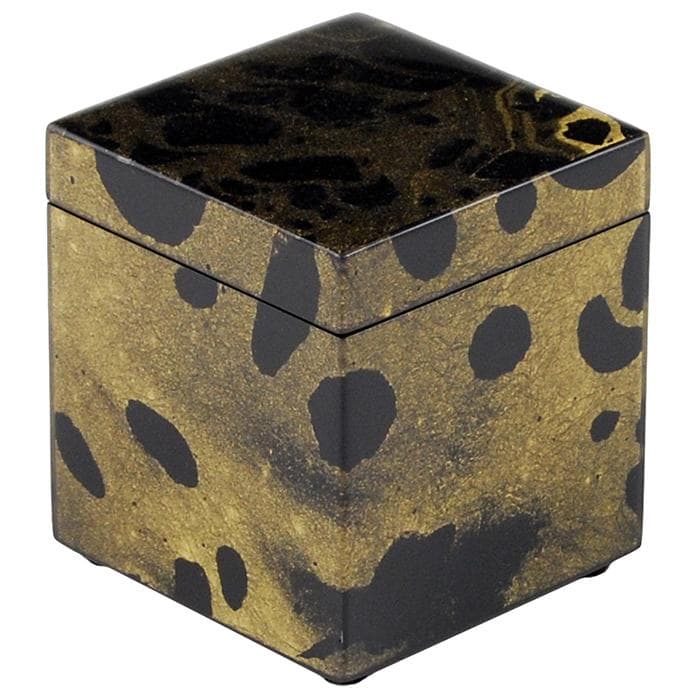 Black Gold Marble Lacquer Canister