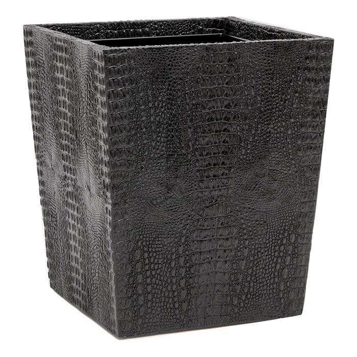 Hawen Faux Crocodile Square Straight Waste Basket - Black