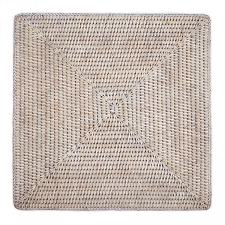 Square White Wash Rattan Placemat 15"