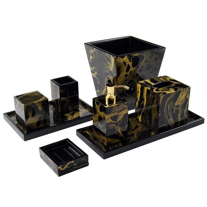 Black Gold Marble Lacquer Vanity Tray - Thumbnail 3