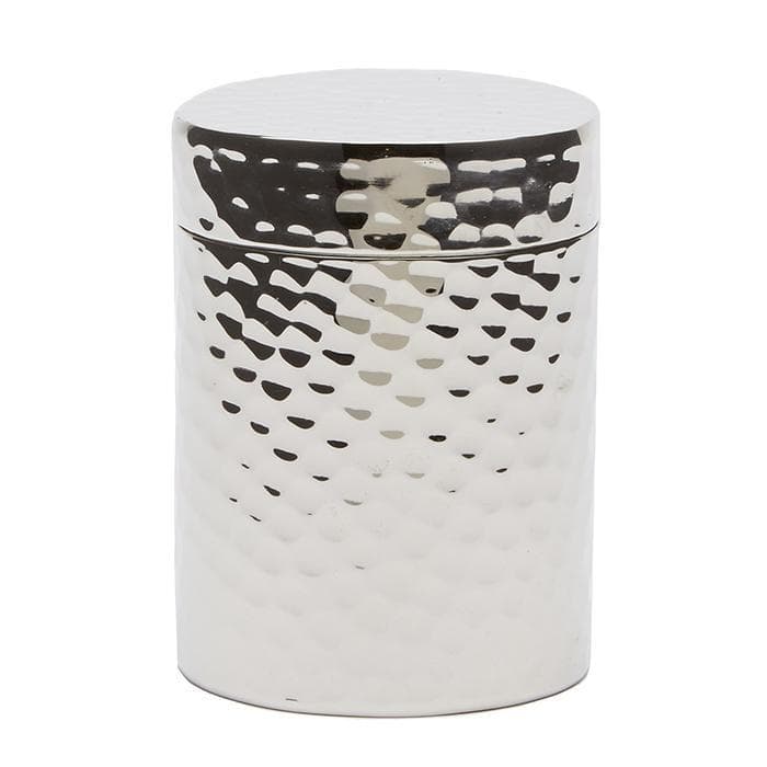 Verum Hammered Metal Narrow Canister (Shiny Nickel)