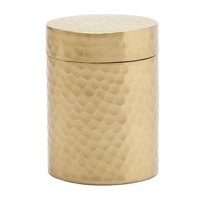 Verum Hammered Metal Narrow Canister (Antique Brass)