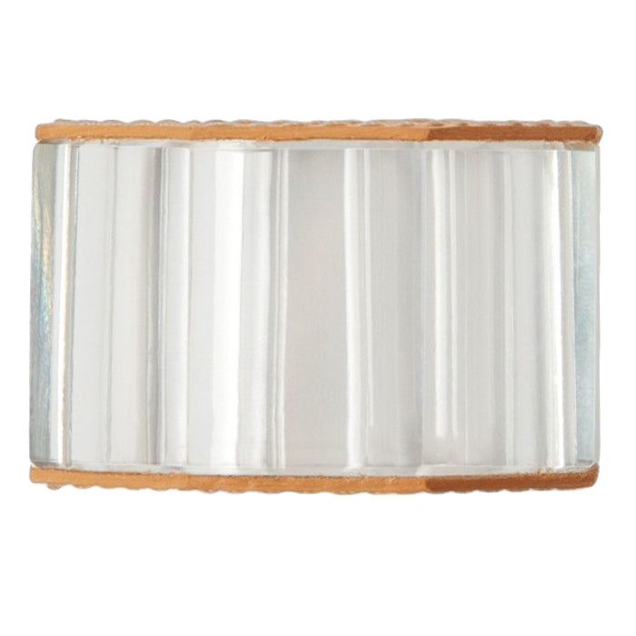 Arthur Aged Camel Leather/Clear Glass Crystal Napkin Rings, Set/4