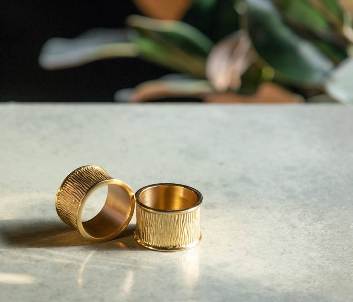 Ellery Gold Brass Napkin Rings Set - Thumbnail 4