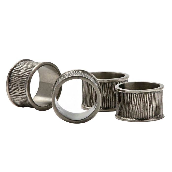 Ellery Antiqued Pewter Brass Napkin Rings Set - Thumbnail 2