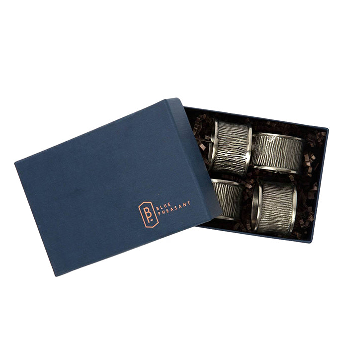 Ellery Antiqued Pewter Brass Napkin Rings Set