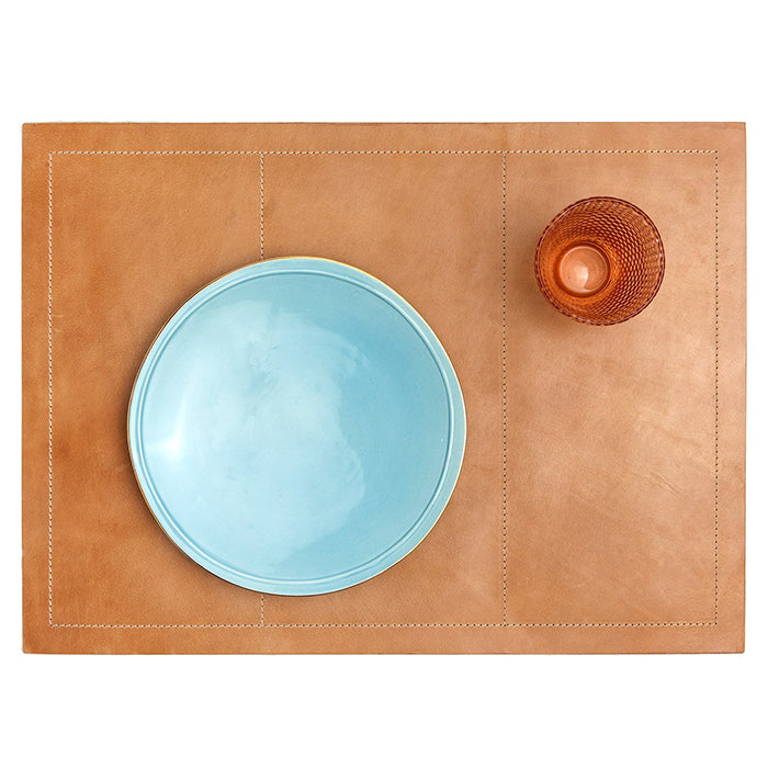 Evan Leather Rectangle Placemats (Aged Camel) Set/2