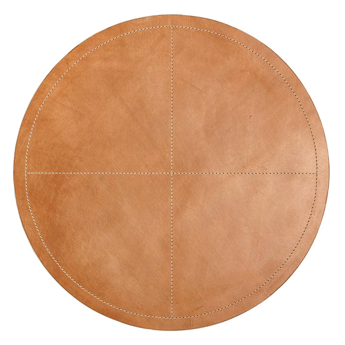 Evan Leather Round Placemats (Aged Camel) Set/2