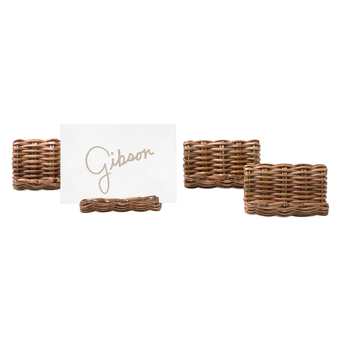 Gibson Honey Rattan Place Card Holders Set/4