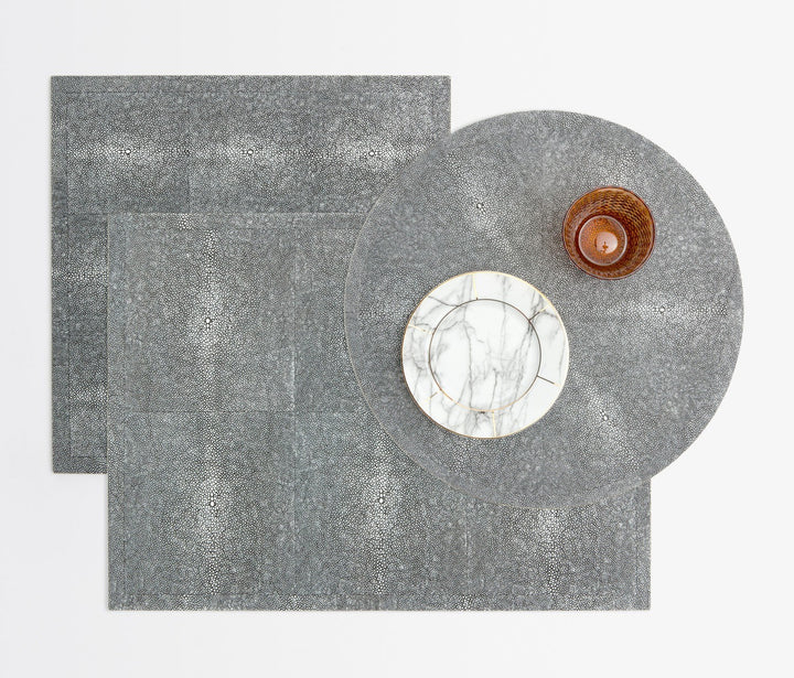 Henry Rectangle Faux Shagreens Placemats (Cool Gray ) Set/2