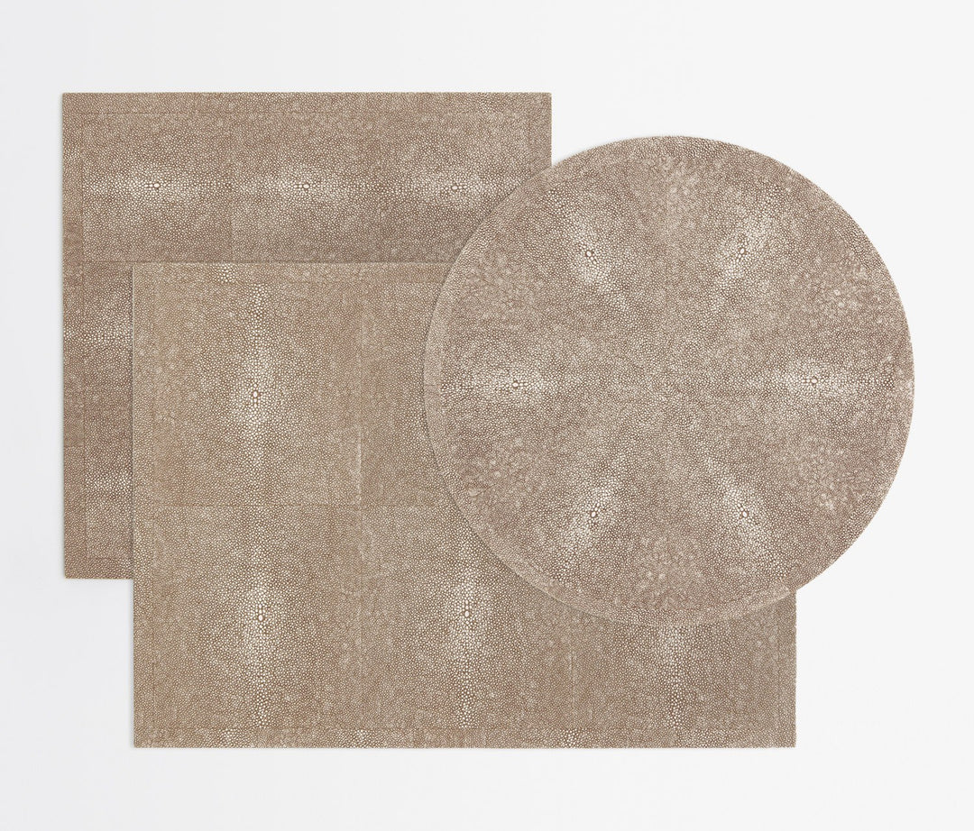 Henry Round Faux Shagreens Placemats (Sand ) Set/2