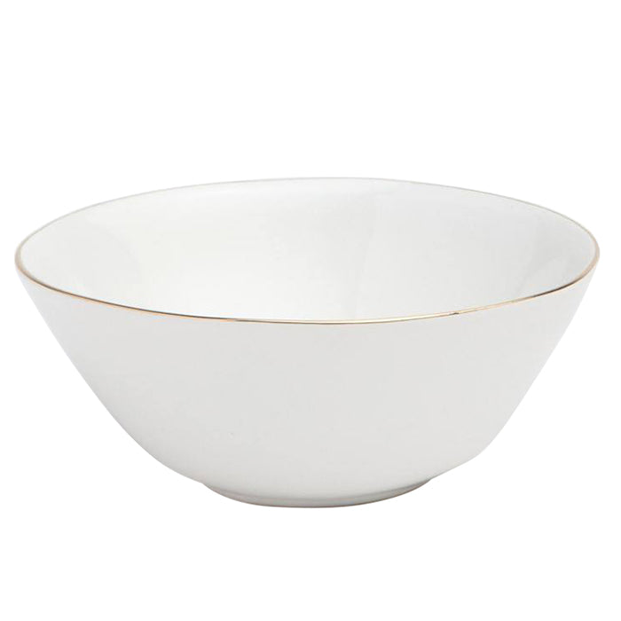 Julianna White Stoneware Cereal/Ice Cream Bowls With Gold Trim Set/4