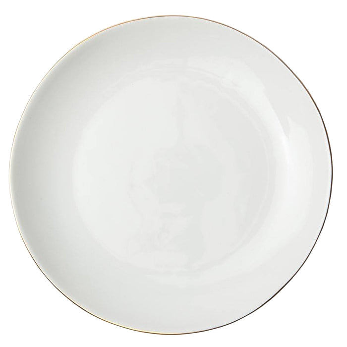 Julianna White Stoneware Dinner Plates With Gold Trim Set/4