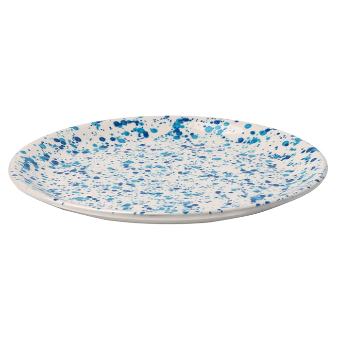 Sconset Mixed Blue Spongeware Stoneware Dinner Plates Set/4