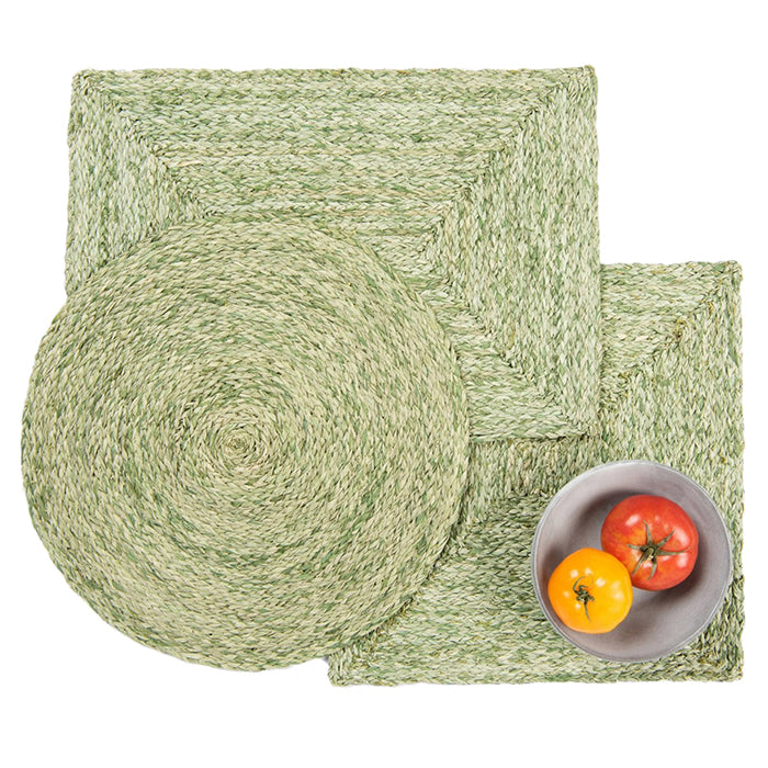 Zoey Raffia Round Placemats (Pale Green) Set/4