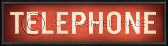 Red Telephone Sign Framed Print 12" x 43"