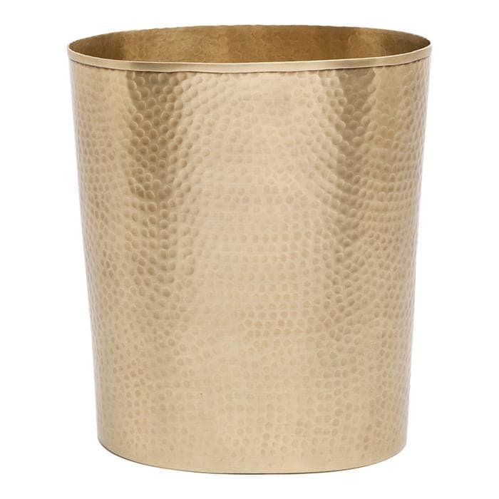 Verum Hammered Metal Oval Waste Basket - Antique Brass
