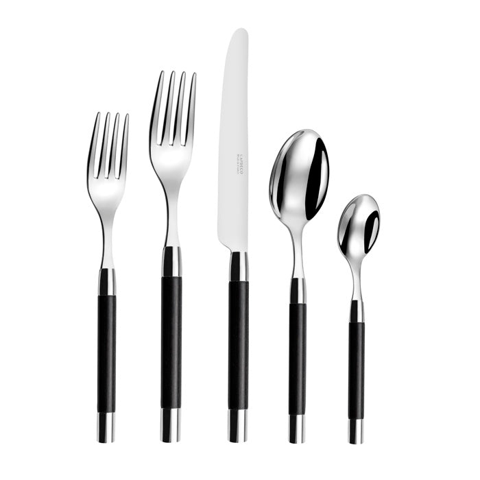 Capdeco Conty 18/10 Stainless Steel 5pc. Flatware Set (Black Wood)