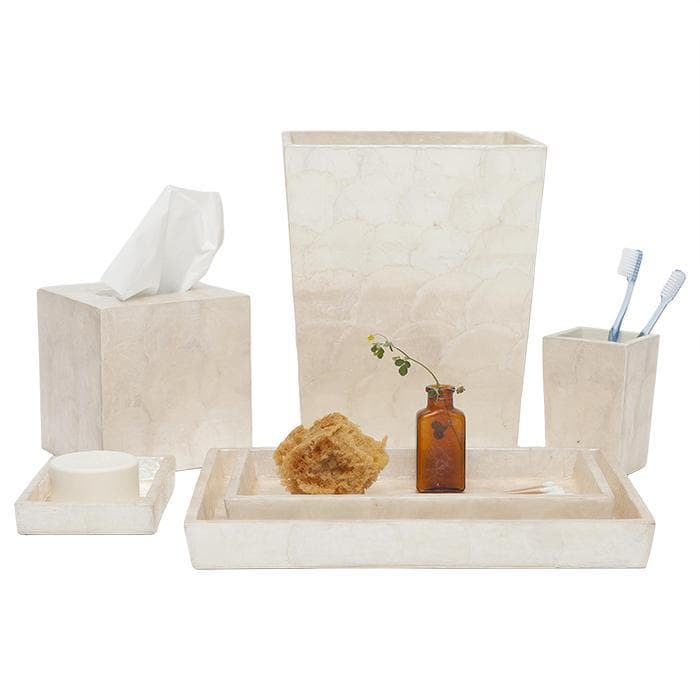 Andria Pearlized Capiz Shell Tray Set - Thumbnail 2