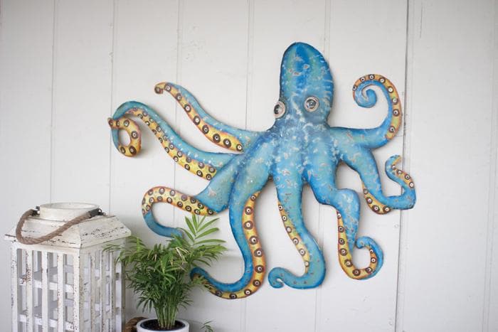 Hand Hammered Recycled Metal Octopus